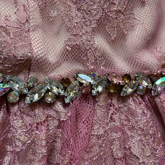 Rare Editions Girls 14 Pink Blush Sleeveless Rhinestone Bow Formal Party - Picture 3 of 11